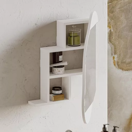Fürdőszobai szekrény tükörrel, fehér