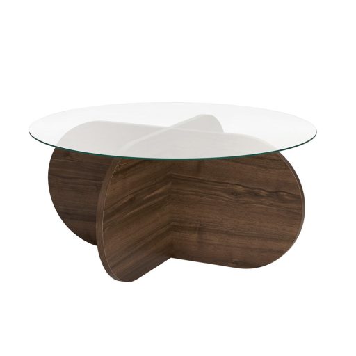 Kerek dohányzóasztal edzett üveglappal 75x35x75cm, dió