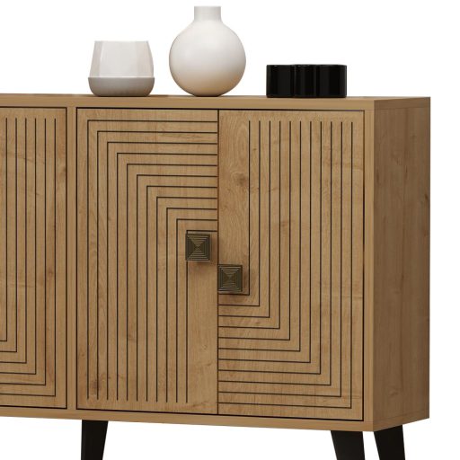 Tárolószekrény 120x80x30cm tölgy-arany