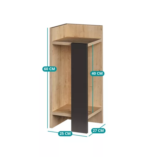 Éjjeliszekrény balos 60x25x27cm antracit-tölgy