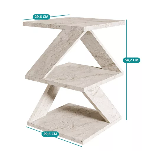Dekor kisasztal, 54,2x29,6x29,6cm, márvány hatással