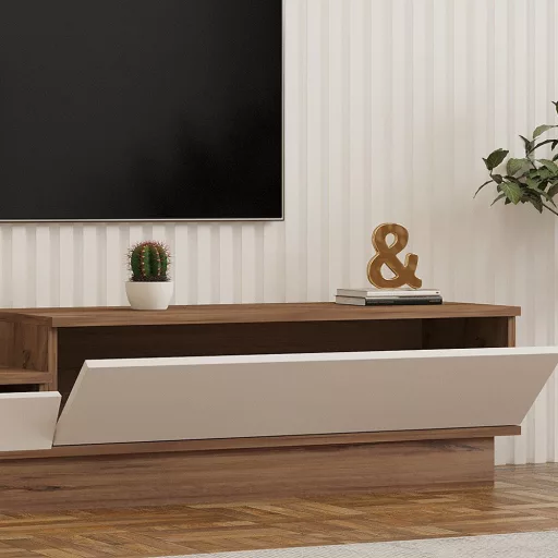TV állvány 160x35x35cm, fehér- fenyő