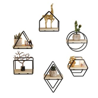 6 részes falipolc szett, fekete