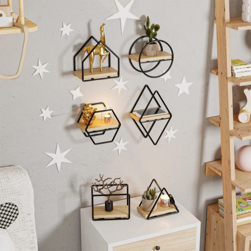 6 részes falipolc szett, fekete