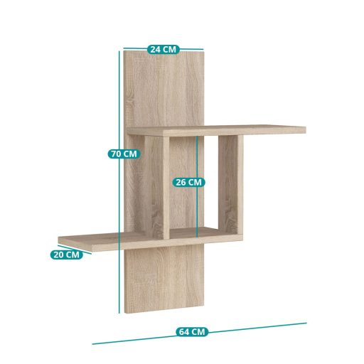 Falipolc 70x64x20cm, sonoma tölgy