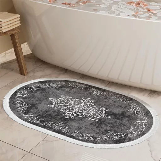 2db-os fürdőszoba szőnyeg szett, szürke
