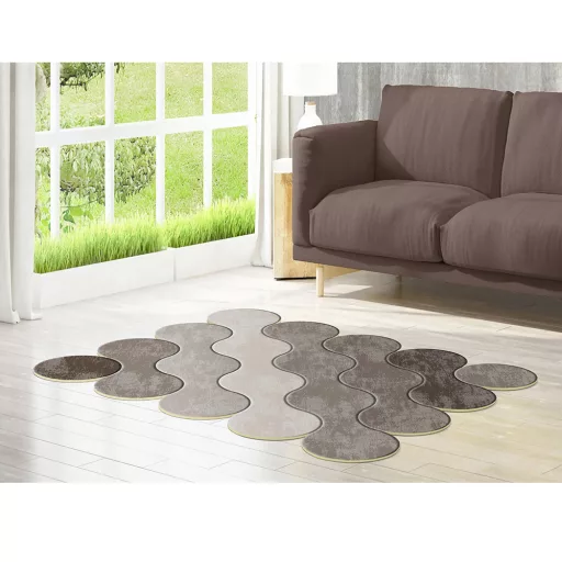 Kavics mintás fürdőszoba szőnyeg szett, barna