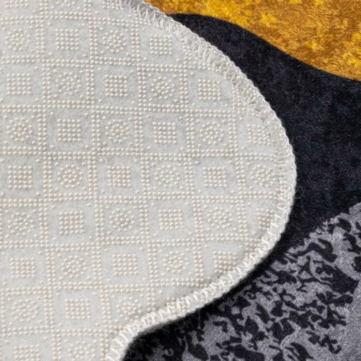 Kavics mintás fürdőszoba szőnyeg szett, szürke-sárga