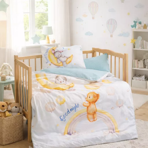 4 részes gyermek ágyneműszett 100x150cm, macis