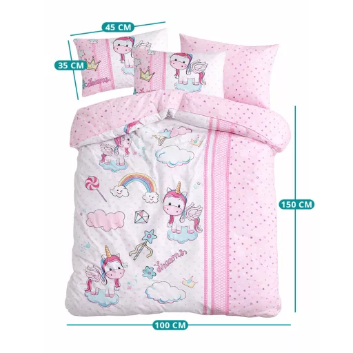 4 részes gyermek ágyneműszett 100x150cm, unikornis