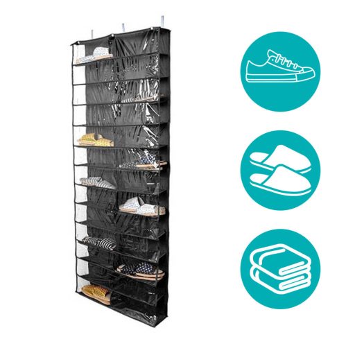 Ajtóra szerelhető cipőtároló-fekete