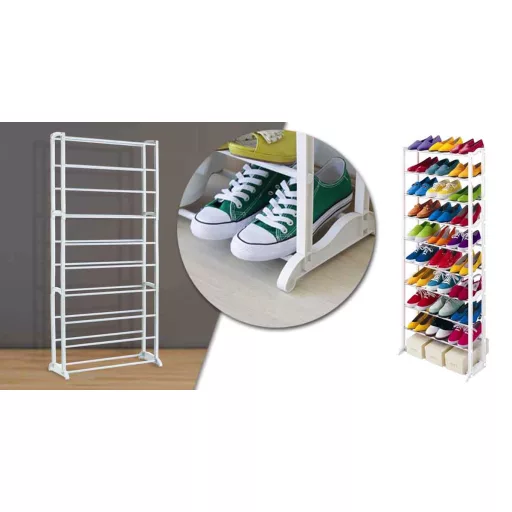 10 soros cipőtároló - fehér