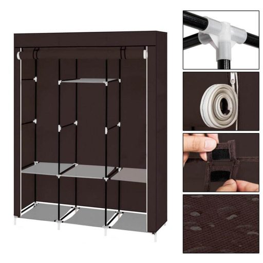 Mobil ruhásszekrény 130x45x170 cm-es méretben-barna