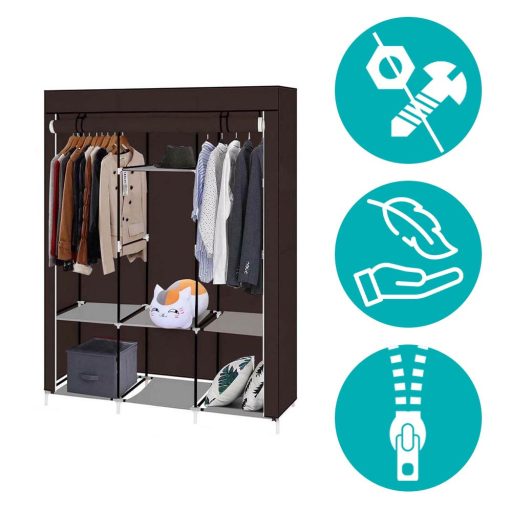 Mobil ruhásszekrény 130x45x170 cm-es méretben-barna