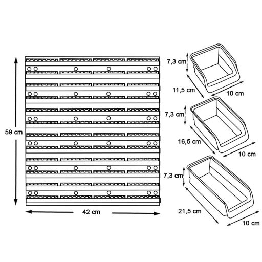 Fali csavar és szerszám rendező 2 típusba-43 db-os