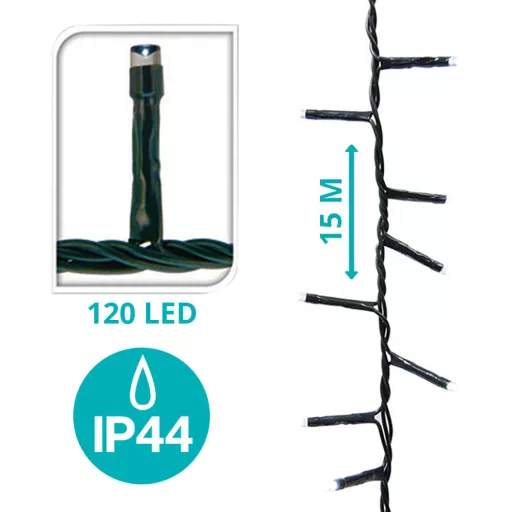 LED fényfüzér választható méretben és színben-120 LED-es-színes
