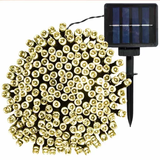 100 LED-es napelemes kerti fényfüzér-20 méteres-meleg fehér