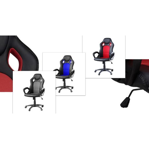 Gamer szék több színben - basic-színes háttámla, kék