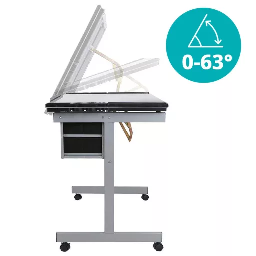 Tervező asztal dönthető,üveg asztallappal