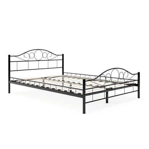 Mimi fém ágykeret ajándék ágyráccsal több méretben és színben-Fekete 140x200cm