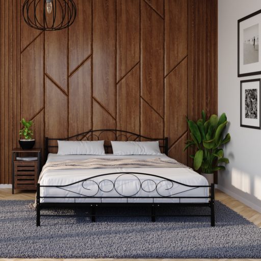 Mimi fém ágykeret ajándék ágyráccsal több méretben és színben-Fekete 140x200cm