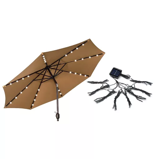 Napelemes dekor fényfüzér napernyőhöz