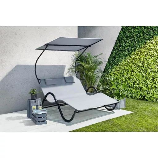 2 személyes DELUX napozóágy 3 színben-szürke