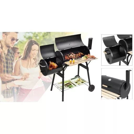2in1 faszenes BBQ grill és smoker 