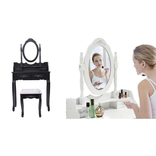 Tükrös fésülködő asztal székkel, Rome több színben-fekete