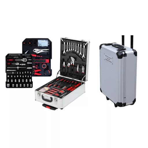 187 részes barkácskészlet gurulós bőröndben