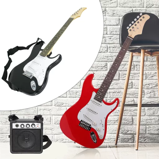 Elektromos gitár szett kezdőknek, ajándék erősítővel-fekete