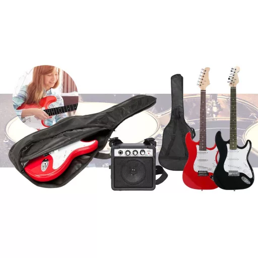 Elektromos gitár szett kezdőknek, ajándék erősítővel-fekete