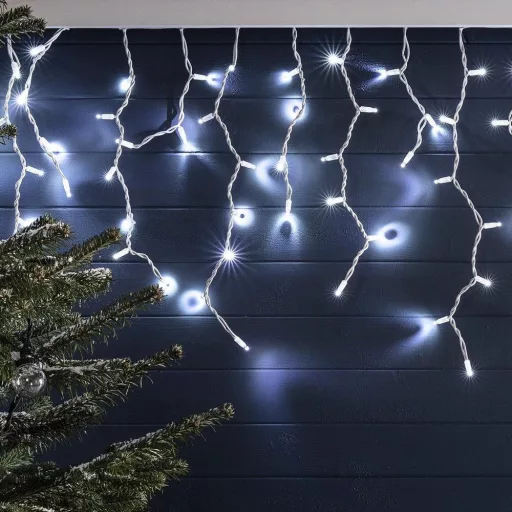 LED-es jégcsap fényfüggöny 2 méretben, hidegfehér-690 LED-del
