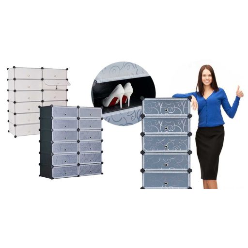 Műanyag elemes cipőtároló szekrény, több színben-fehér