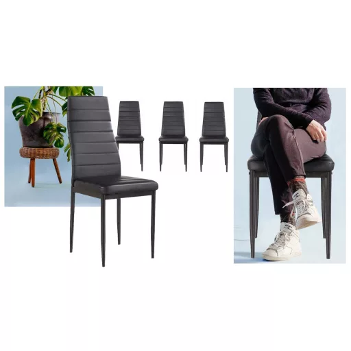 4 darabos étkezőszék szett, fekete