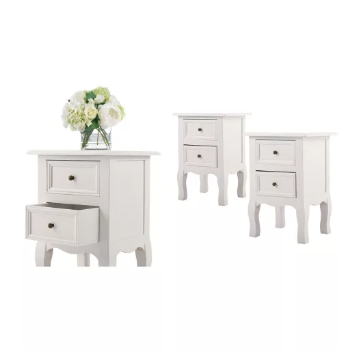 2 darabos éjjeliszekrény szett, fehér