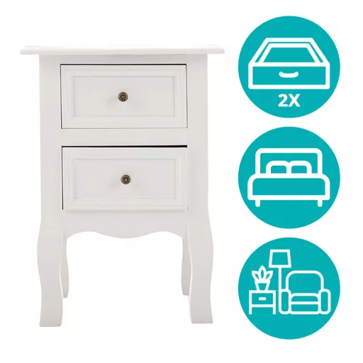 2 darabos éjjeliszekrény szett, fehér