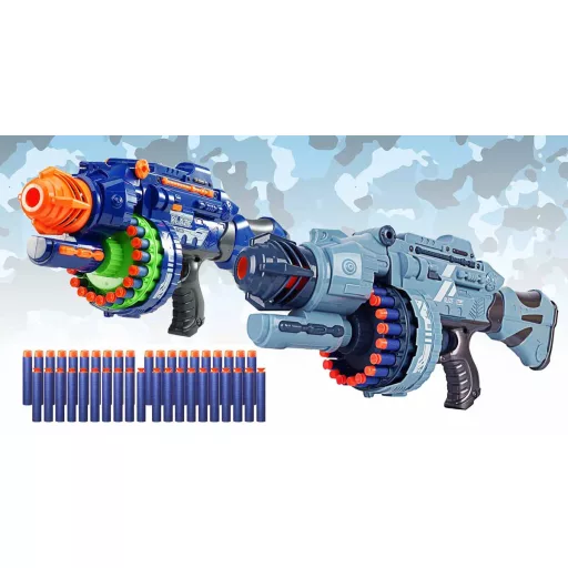 Játékfegyver hanggal, 2 színben, ajándék töltény szettel