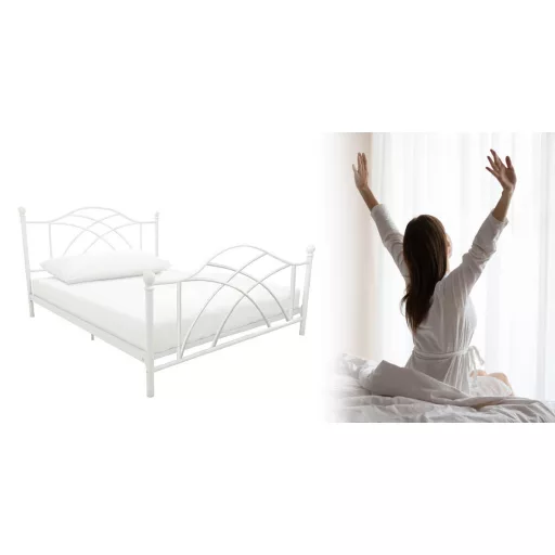 Lotti fém ágykeret ajándék ágyráccsal, több méretben és színben-Fehér 90x200 cm
