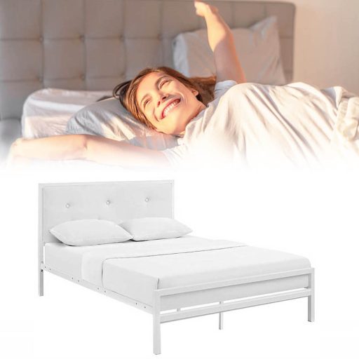 Hanna fém ágykeret ajándék ágyráccsal, több méretben és színben-Fehér 160x200 cm-es-fehér