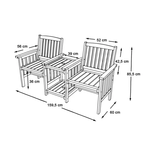 Fa 2 személyes kerti garnitúra 