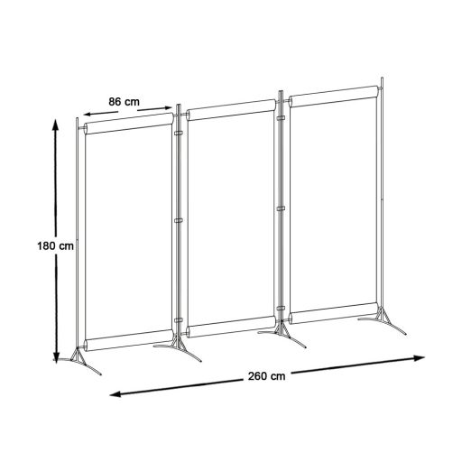 Mobil térelválasztó 260x180cm, szürke