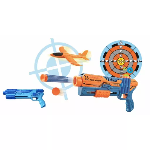 Játékfegyver kiegészítőkkel több típusban-kék