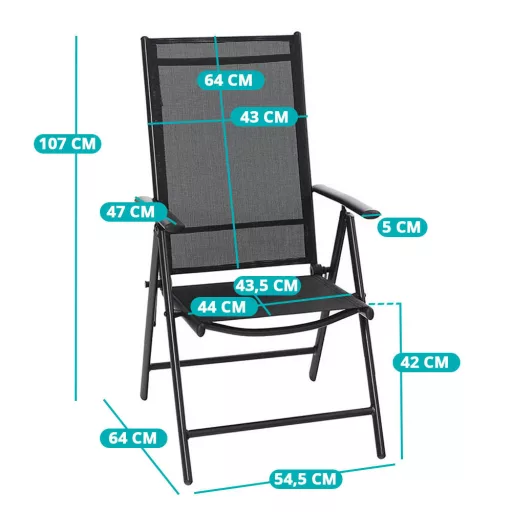 Összecsukható alumínium kerti szék, 2db