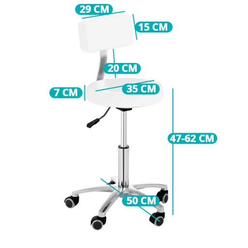 Háttámlás kozmetikai szék, több színben-fehér