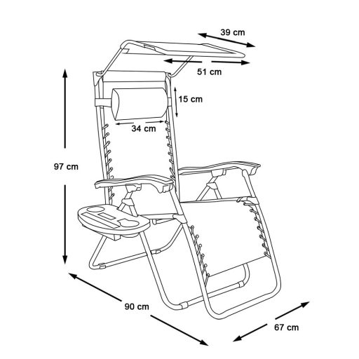 Zéró gravitáció szék napellenzővel és pohártartóval 2 db, több színben-barna