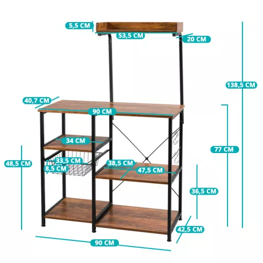 Tároló állvány kosárral