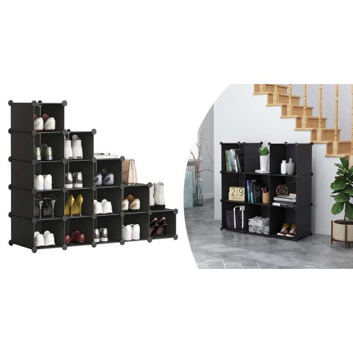 Kombinálható tároló kocka 15db, fekete