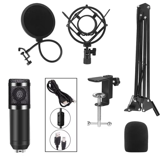 Asztalra szerelhető  stúdió mikrofon,  USB csatlakozóval