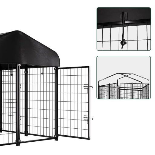 Kültéri fém kutyakennel UV álló szövettetővel